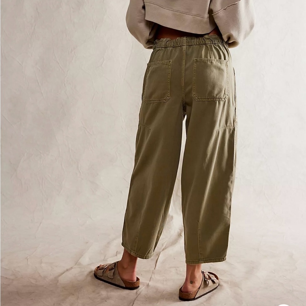 Free People Olive Green Cropped Utility Pants - Picture 2 of 12